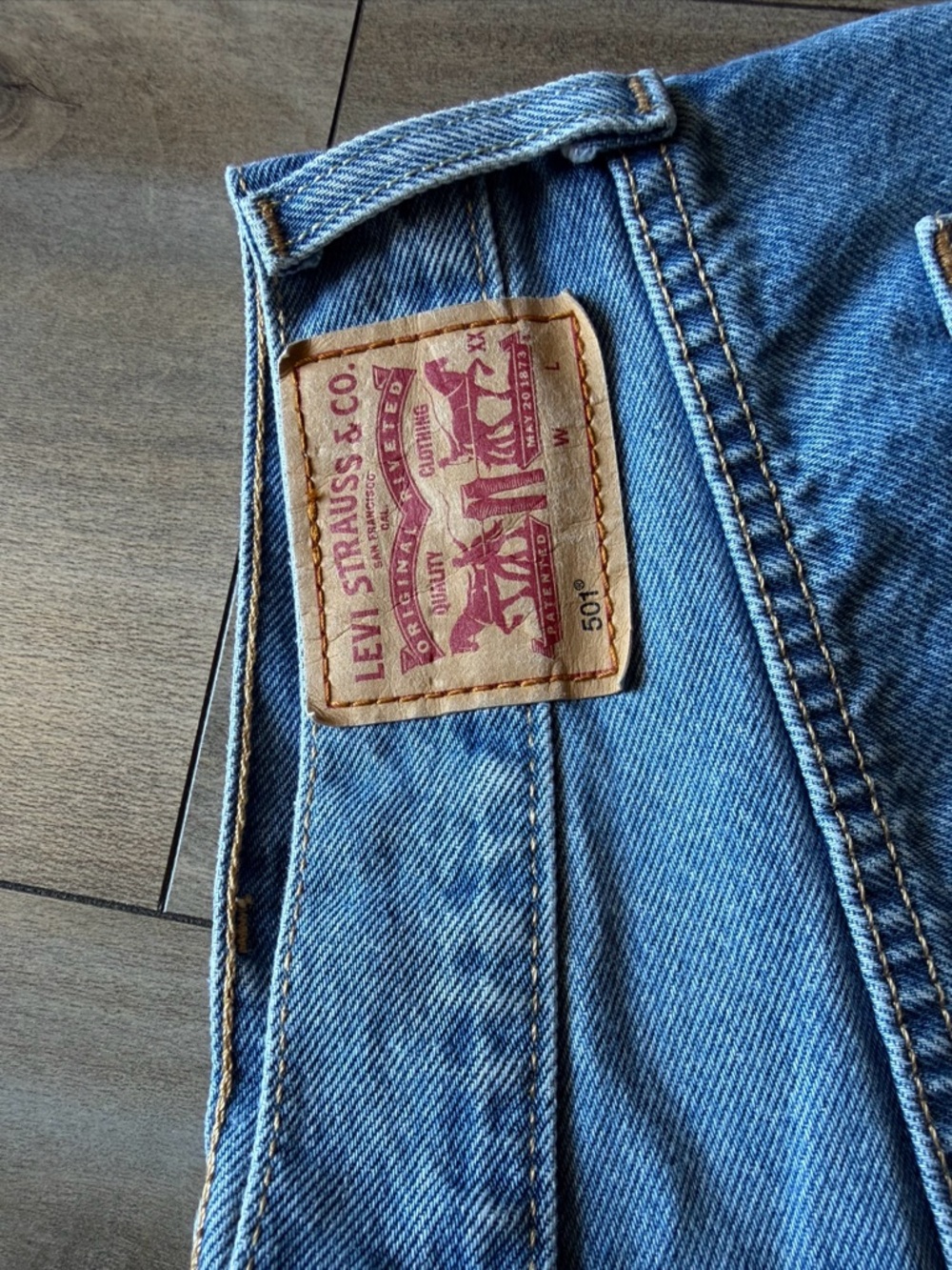 Levi's  501 Light Blue Distressed High-Rise Denim Shorts - Picture 11 of 14
